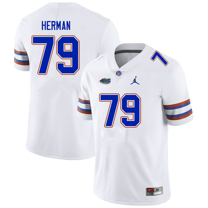 Men #79 Jordan Herman Florida Gators College Football Jerseys Sale-White - Click Image to Close